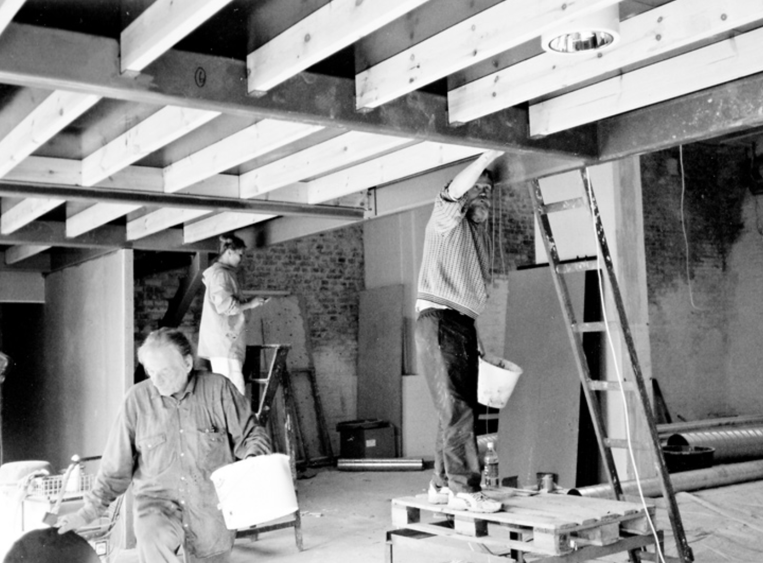Renovating the space that would become Forum Box. Kain Tapper on the left, Pitkänen on the right.